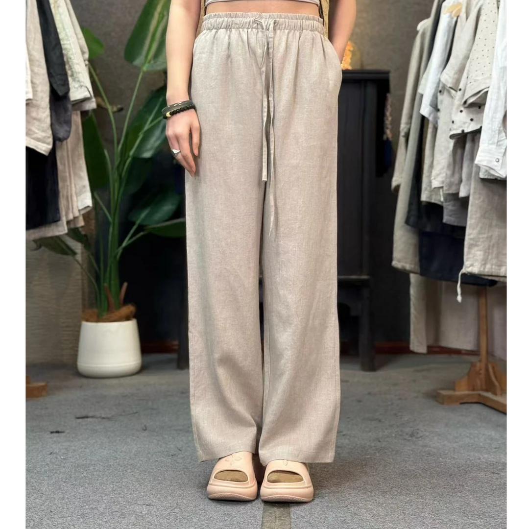 【面料支王2.0】汉麻14支双雨露女士休闲裤不对称口袋超薄细腻顺滑