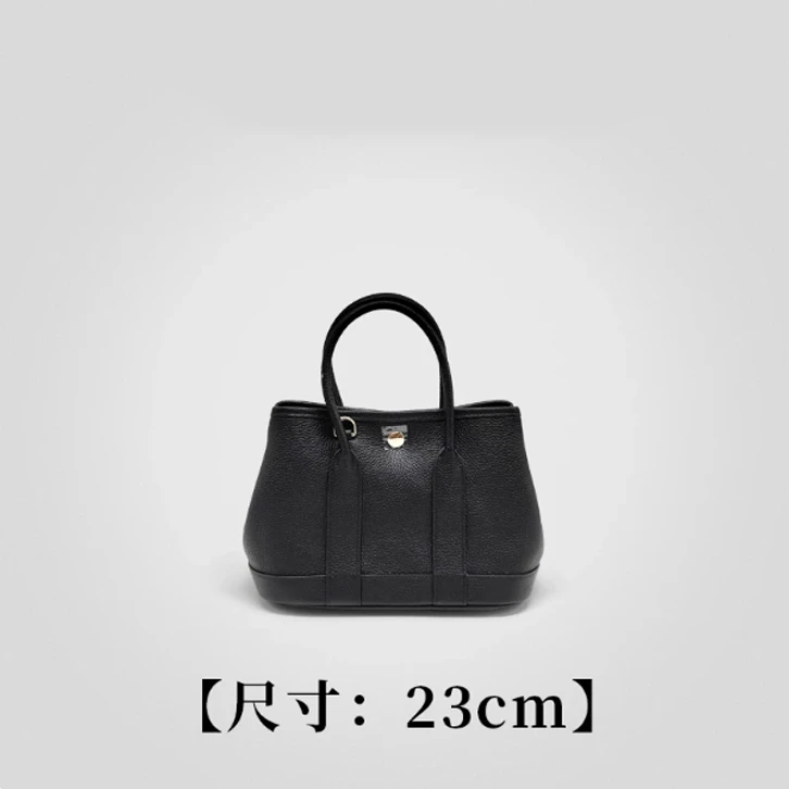 包二代 【牛皮-黑色-23花园-女包】牛皮 优雅风 手提女包 30300