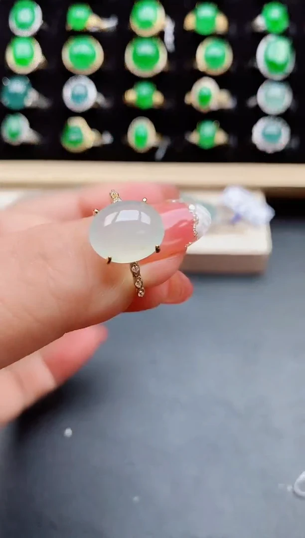 【闪购商品】翡翠戒指银S925镶嵌0850