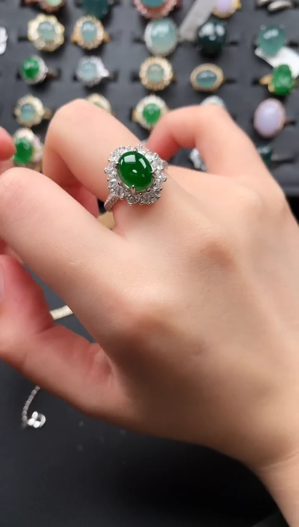 【闪购商品】翡翠戒指银S925镶嵌457654