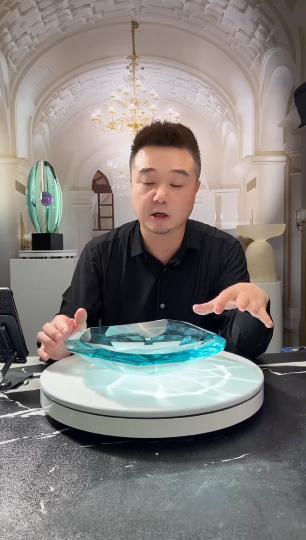 茶宠巴比特美学 冰蓝色多边盘
