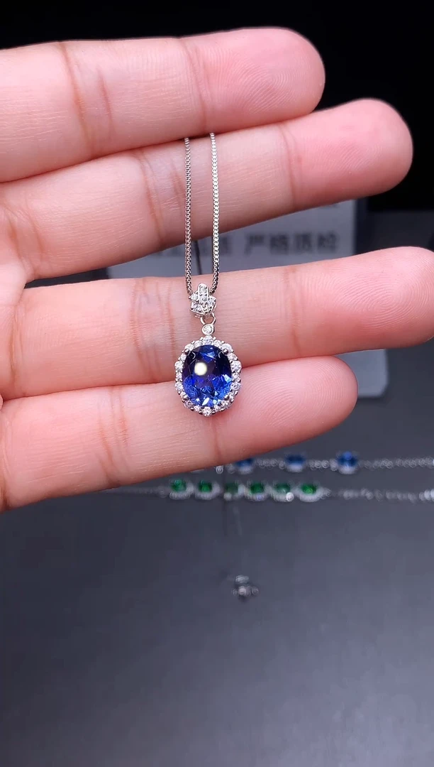 颈饰蓝宝石银S925镶嵌11