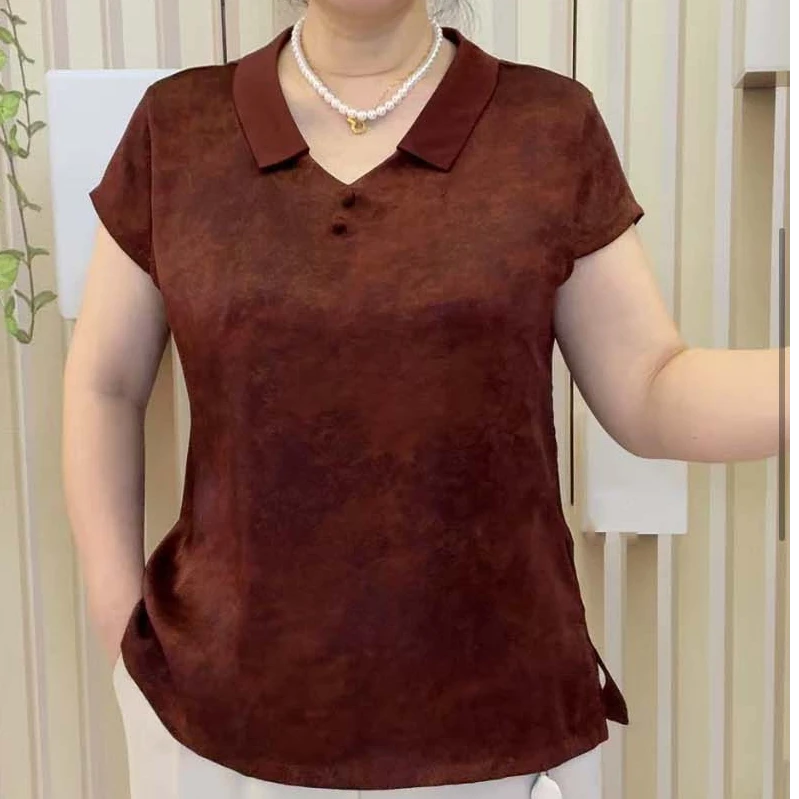 夏季遮肉简约百搭潮流复古衬衣复古妈妈显瘦宽松短袖高级衬衫外搭