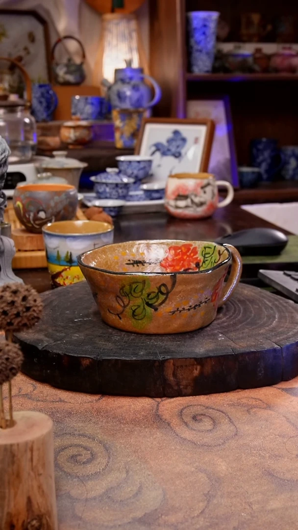 杯子紫藤花手工手绘手工手绘