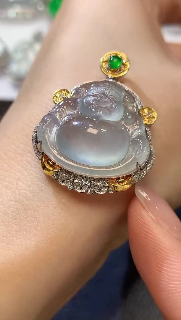 【闪购商品】翡翠吊坠(不含链)18K金镶嵌A48
