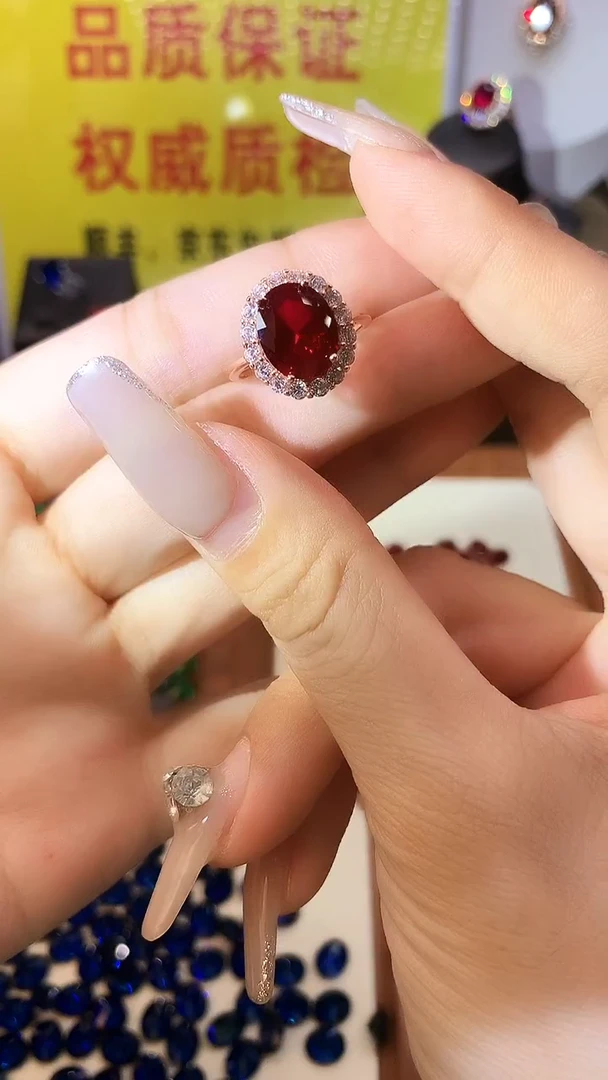 红宝石戒指银S925镶嵌........