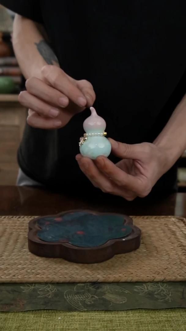 陶瓷一件包邮结晶釉葫芦带提留