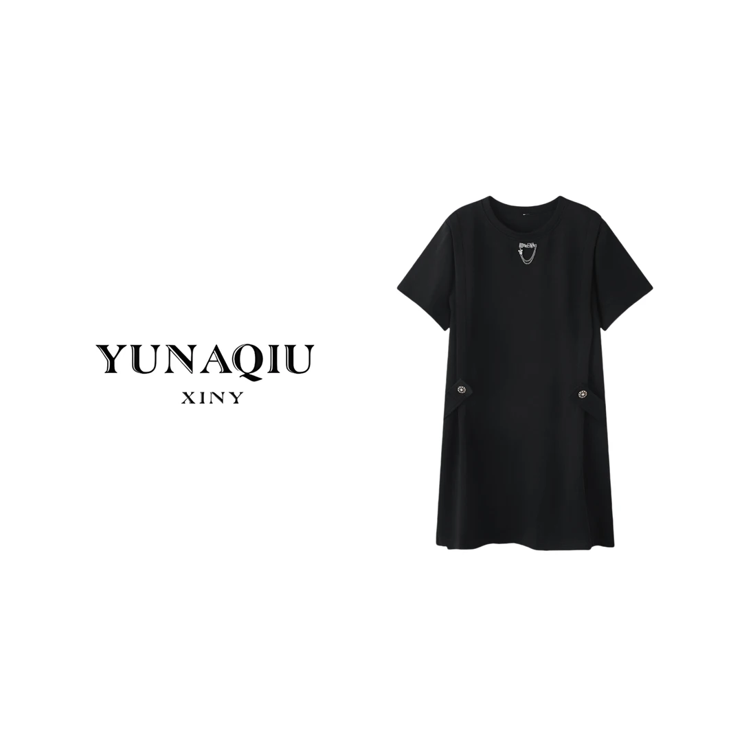 YUNAQIU-休闲百搭女士春夏宽松圆领衣裙-9009