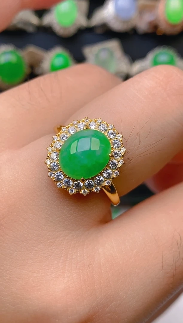 翡翠银S925镶嵌耳饰天然