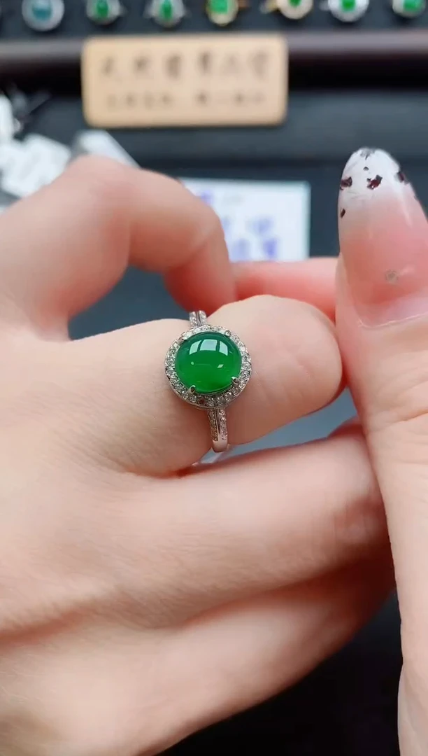 银S925镶嵌戒指翡翠1