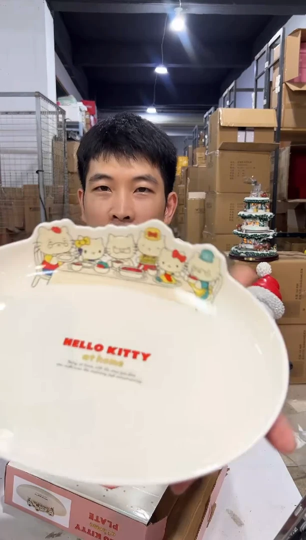 瓷片原盒kt猫一家人合集餐盘