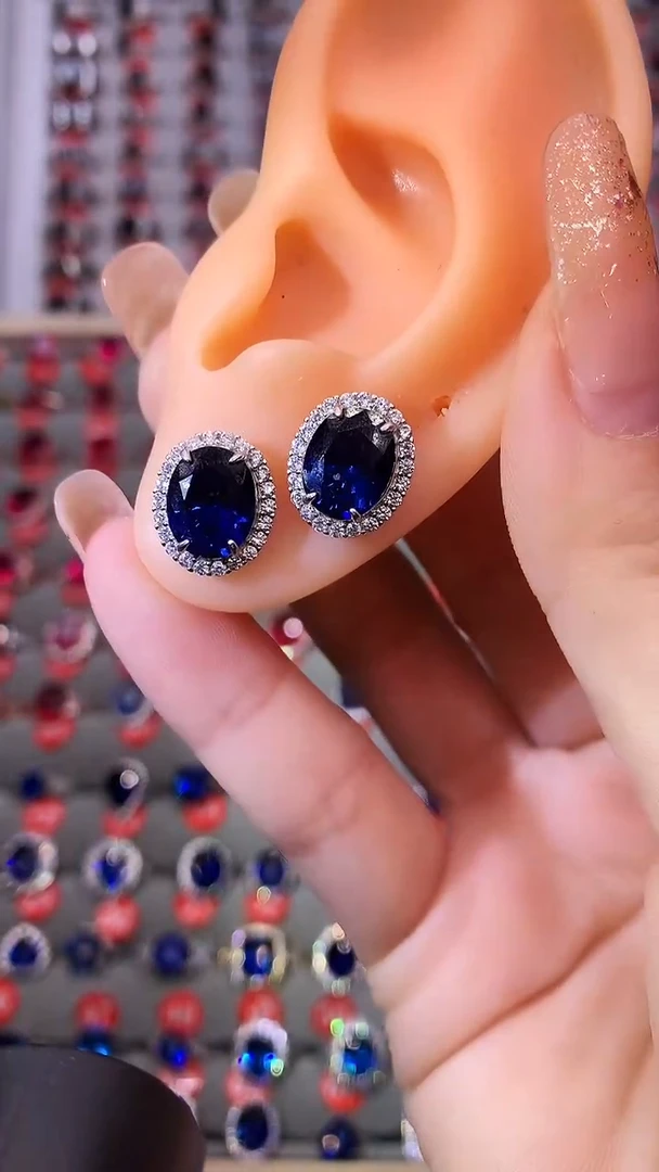 【闪购商品】蓝宝石耳饰银S925镶嵌1111111