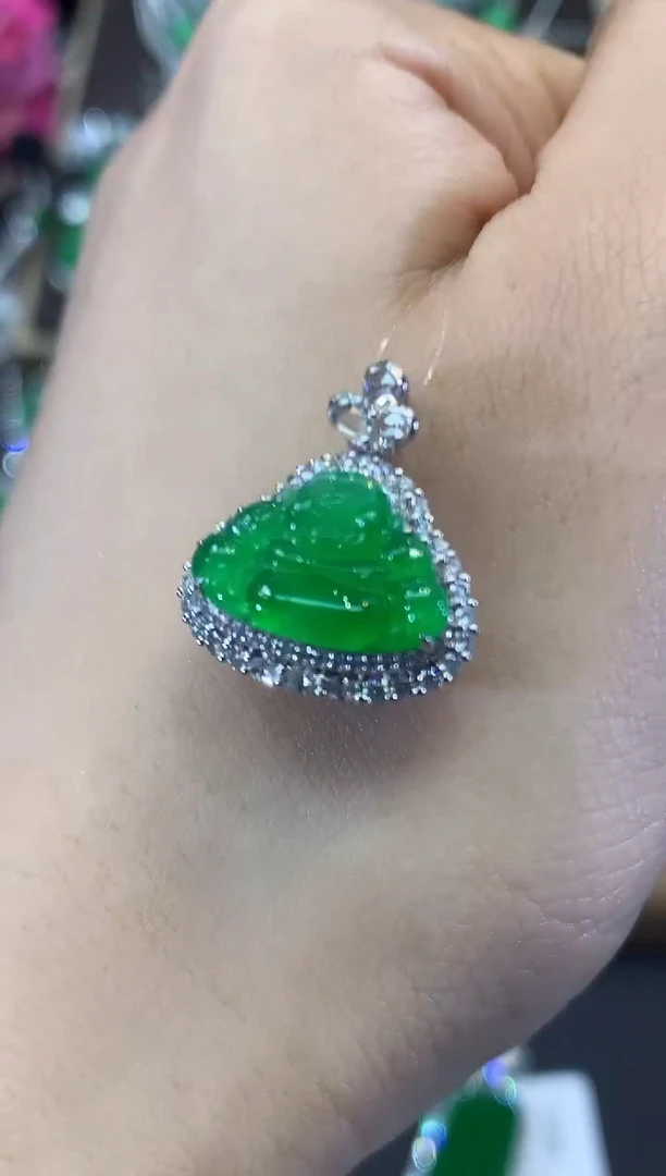 吊坠(不含链)18K金镶嵌翡翠C121