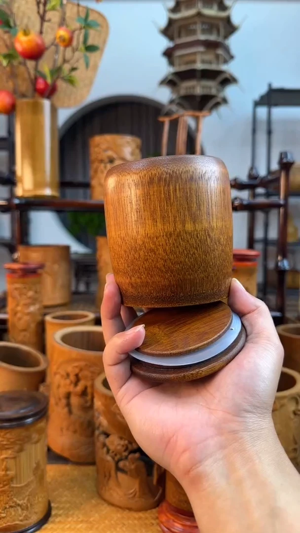 竹【大漆-大号茶叶罐】手工艺茶叶罐