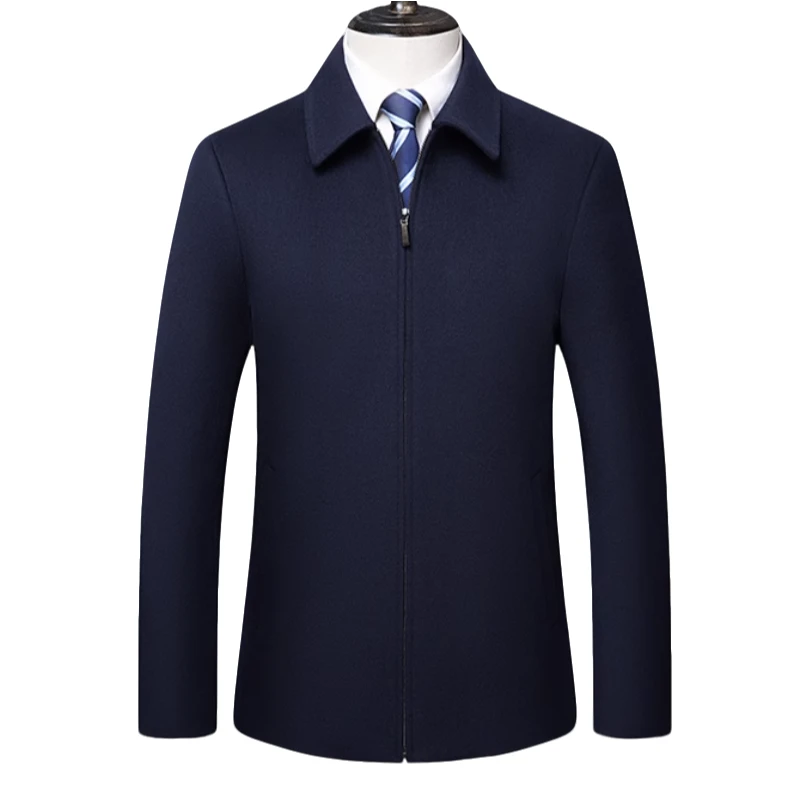 100%绵羊毛男士春秋新款商务行政翻领/立领短款80101羊毛呢夹克