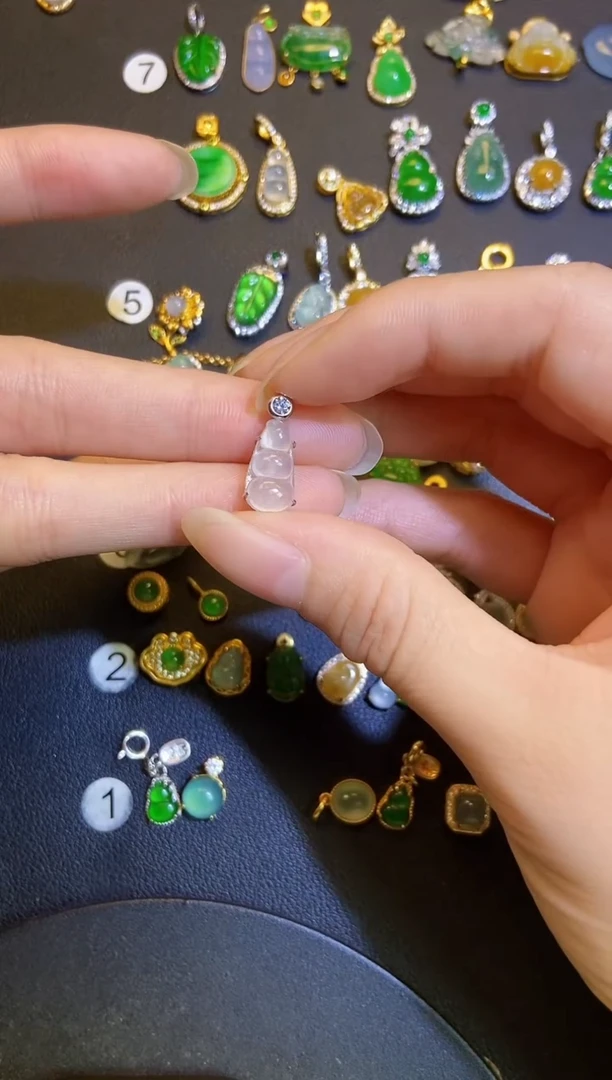 吊坠(不含链)银S925镶嵌翡翠1