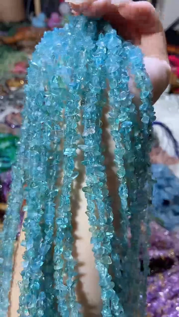 水晶珠宝半成品未镶嵌卡3-5小蓝磷灰