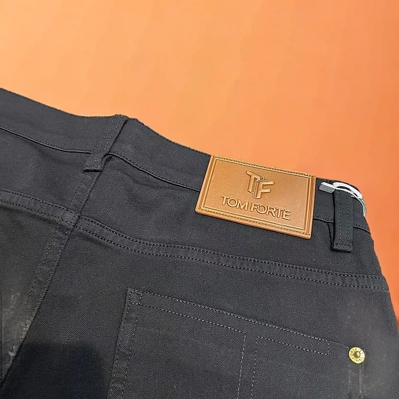 秋冬男士黑色牛仔裤高端商务休闲修身百搭长裤休闲裤轻奢直筒时尚