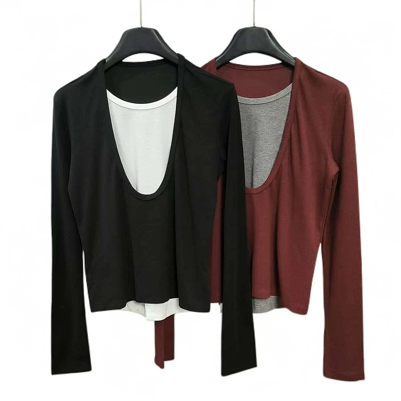 【ZHIXIAO】秋冬新款：假两件长袖上衣1192