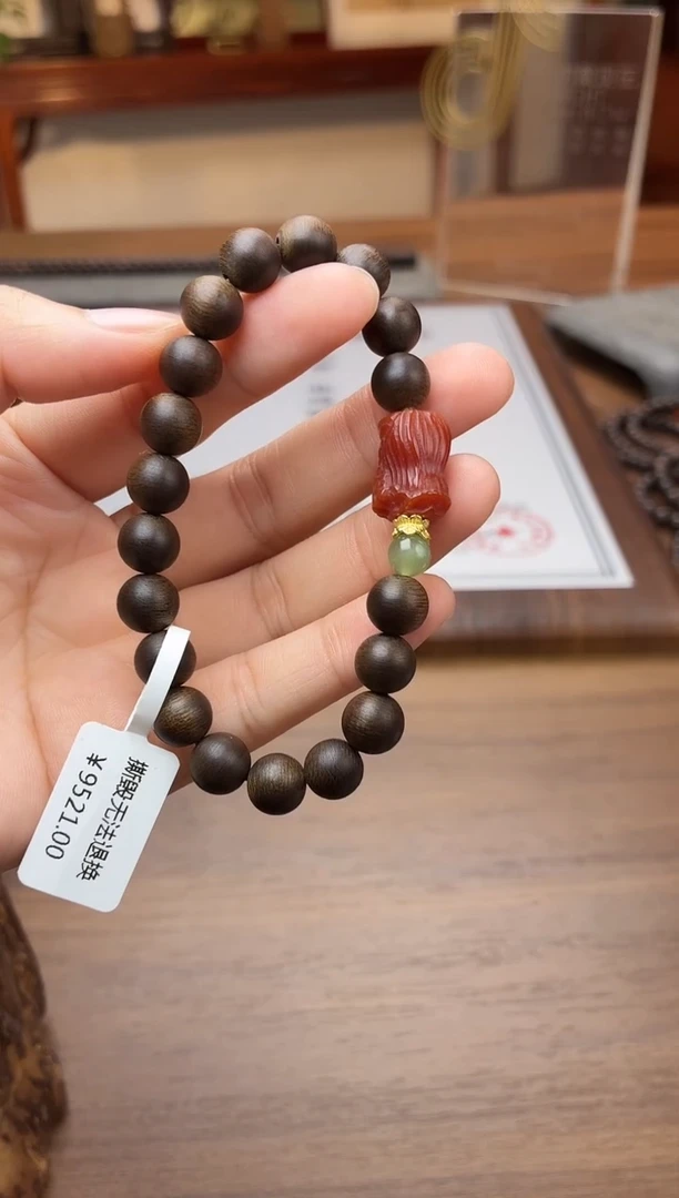 沉香手串沉香【非遗】顺化紫棋楠玉化沉水08单圈设计