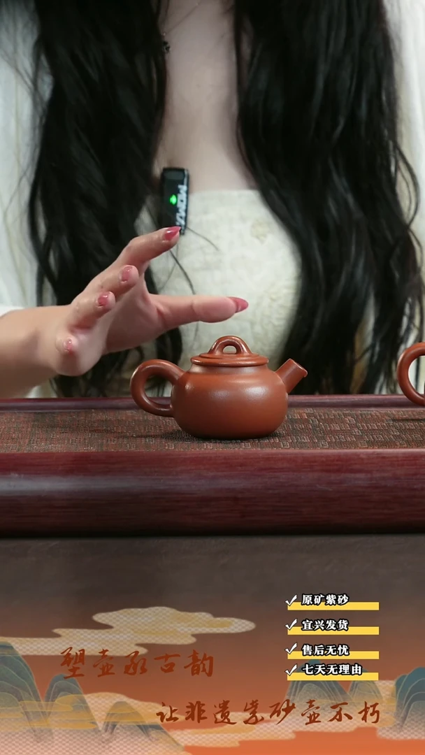 茶壶紫砂宜兴原矿紫砂壶 炮嘴石韵 朱泥 100cc