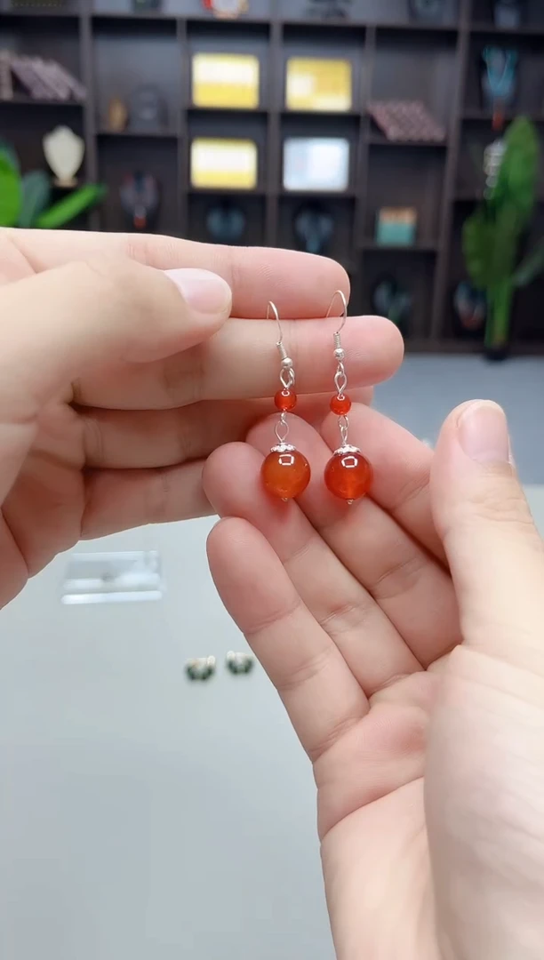 银S925镶嵌耳饰玛瑙/玉髓409000