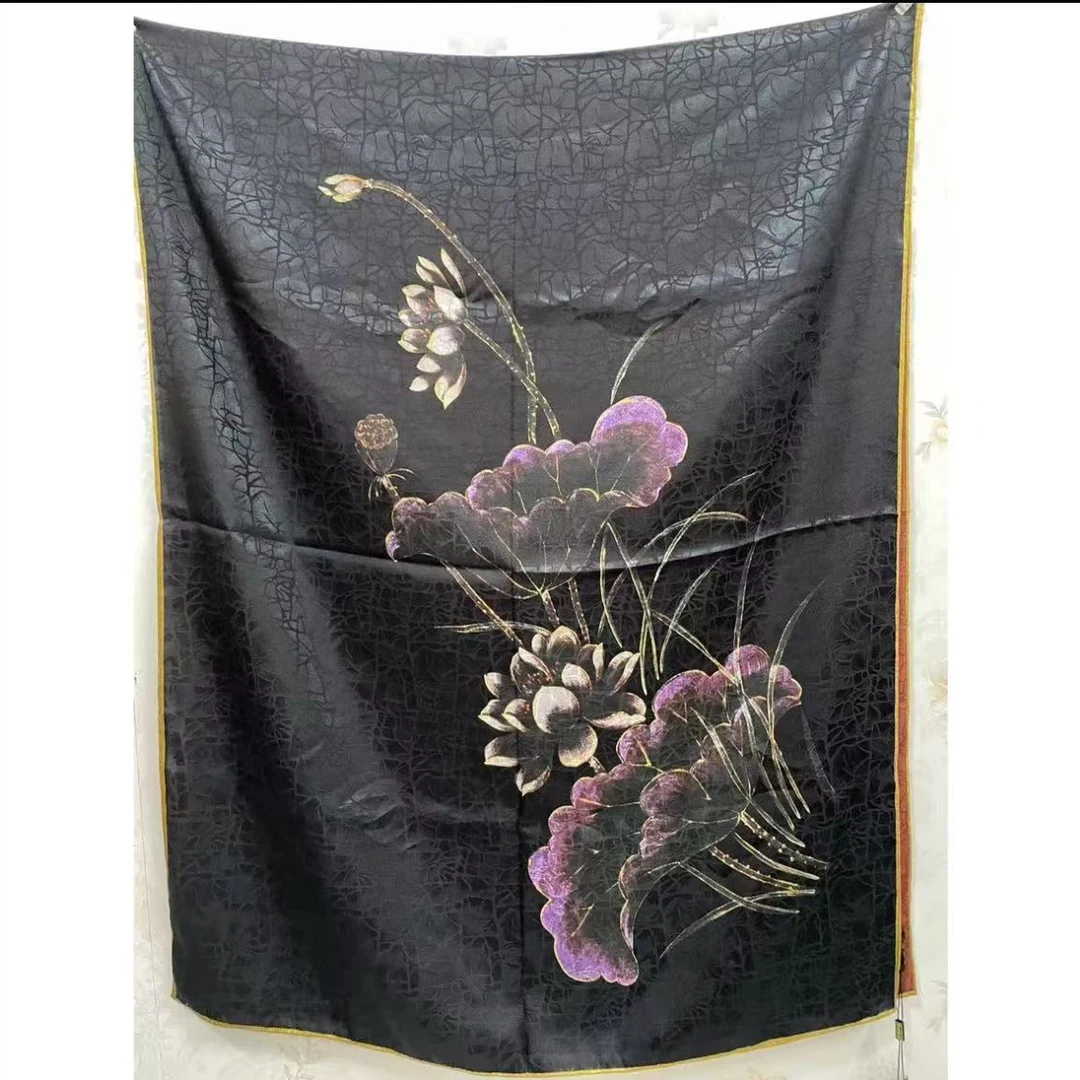 C183【紫金莲】70*180香云花萝中国风长丝巾复古春夏百搭披肩