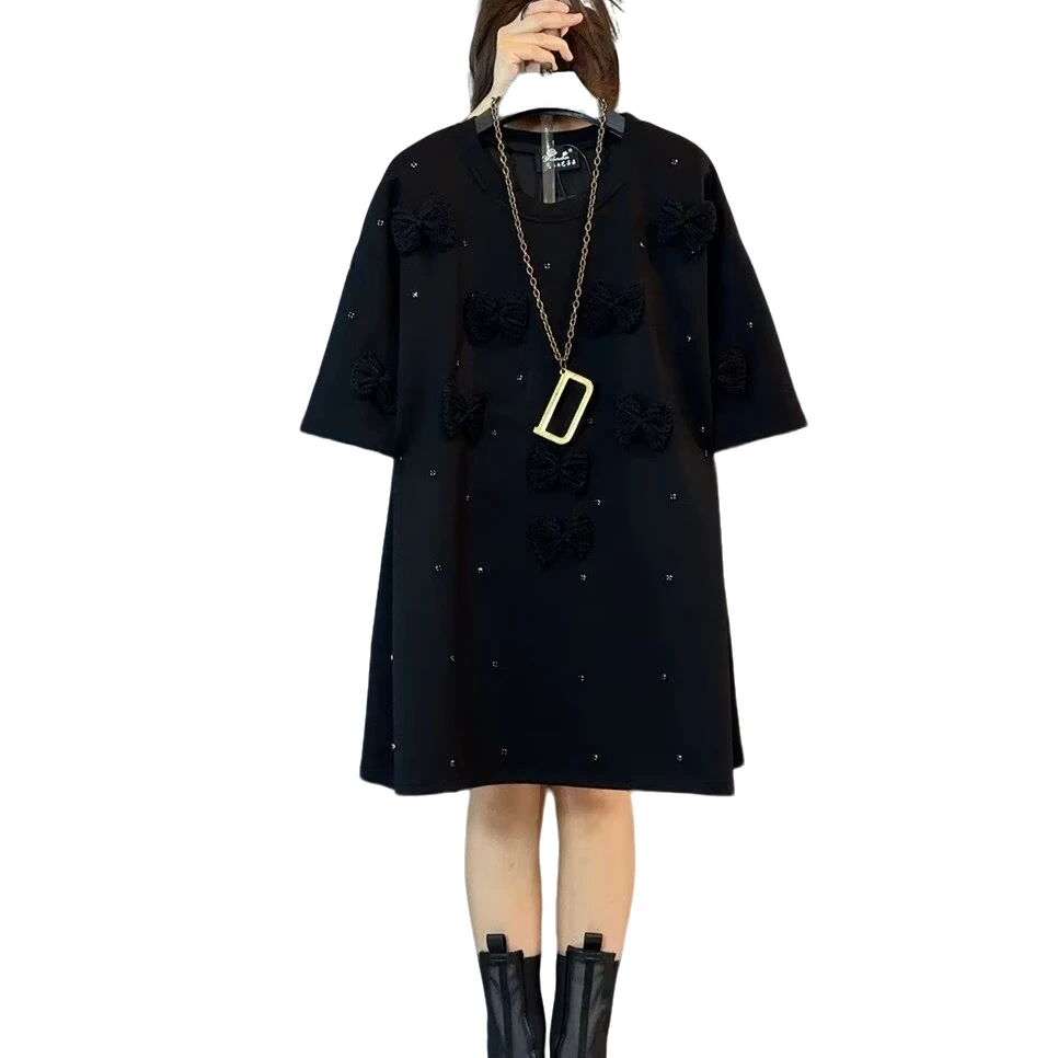 大维罗依YDD新款大码25451款毛线蝴蝶结宽松遮肉大衫