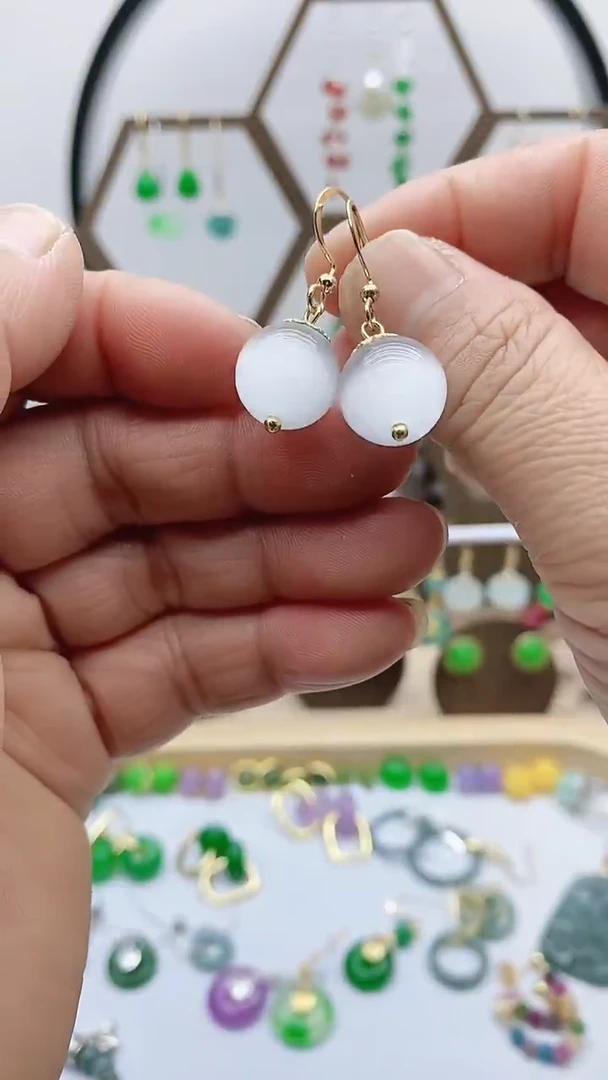 未镶嵌变石猫眼耳饰34