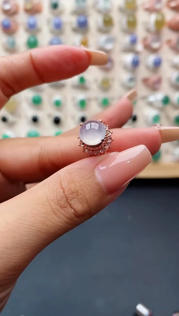 翡翠戒指未镶嵌缅甸天然A货翡翠333 6-8