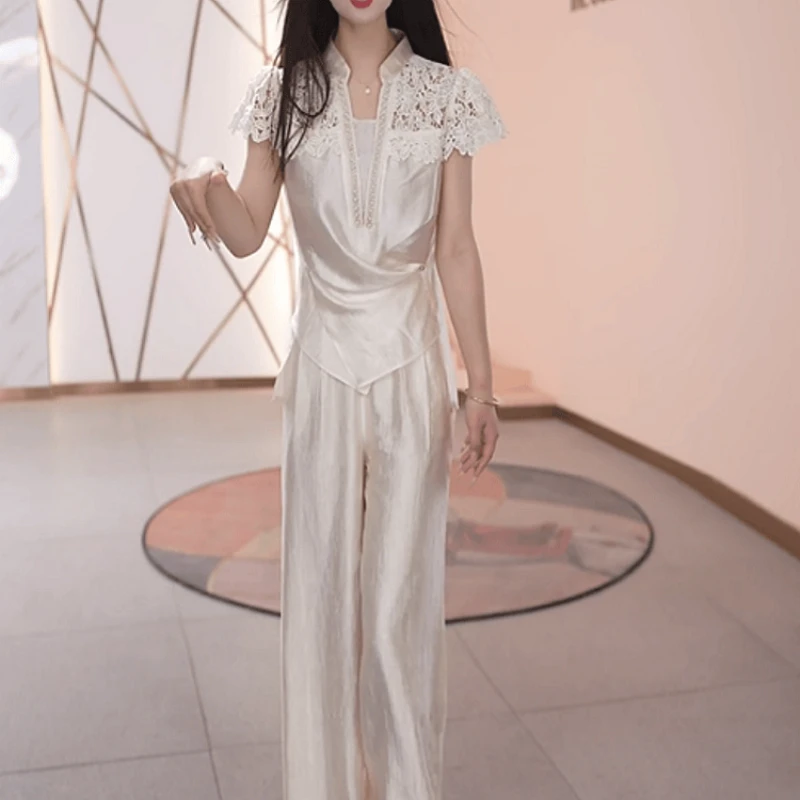 上衣+休闲裤2025夏季新款时尚气质修身收腰显瘦减龄休闲百搭套装