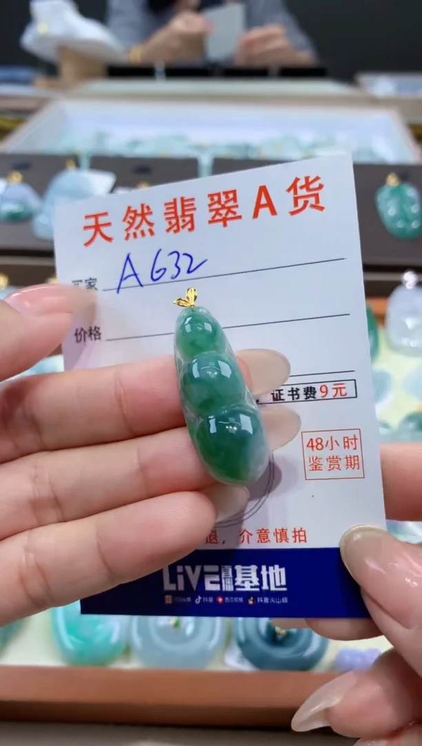 颈饰18K金镶嵌翡翠天然缅甸翡翠A货挂件