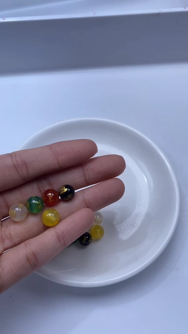 未镶嵌颈饰玛瑙/玉髓W2164-五路财神8mm*2组