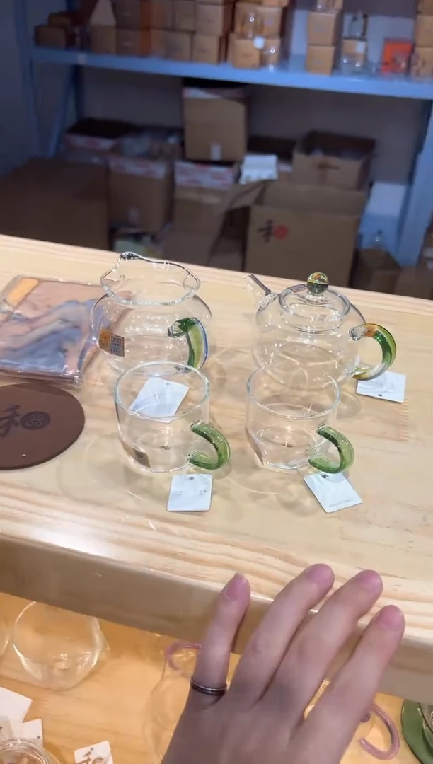 禾器-简逸壶-迷翠+纳福迷翠+清禾杯湖绿2只+禾器茶巾+杯垫