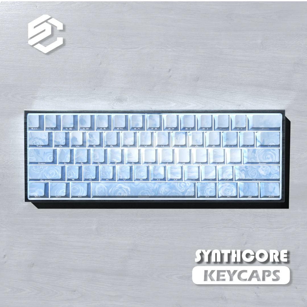 玫瑰海岸蓝侧刻透光个性定制机械键盘键帽原厂高度侧刻键帽