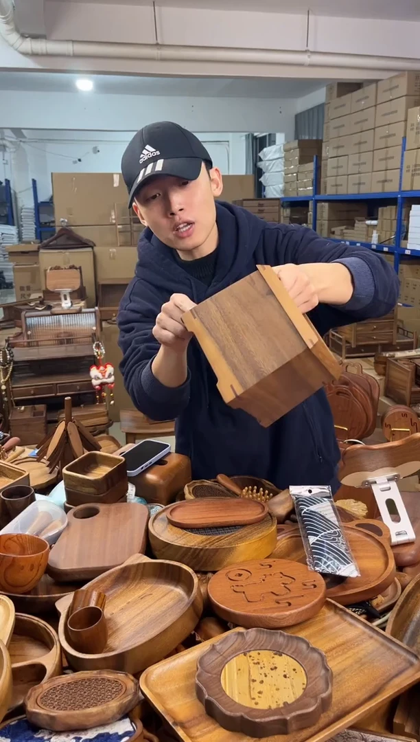 木胡桃木桌面垃圾桶