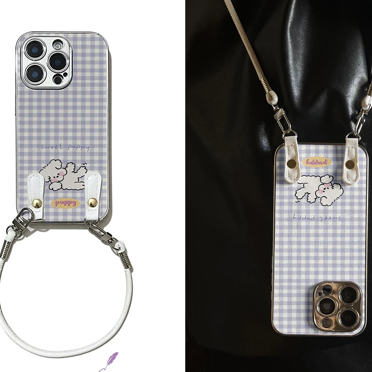 瑜伽绒犬适用OPPOReno14手机壳13新款12小羊皮11斜跨挂绳10防摔9