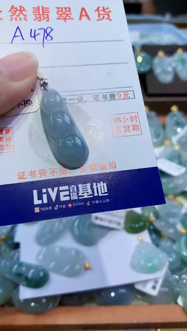 颈饰18K金镶嵌翡翠天然翡翠A货挂件