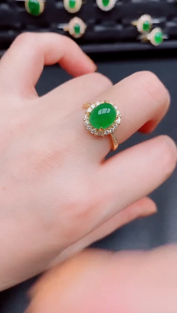 【闪购商品】翡翠戒指银S925镶嵌天然a货翡翠122