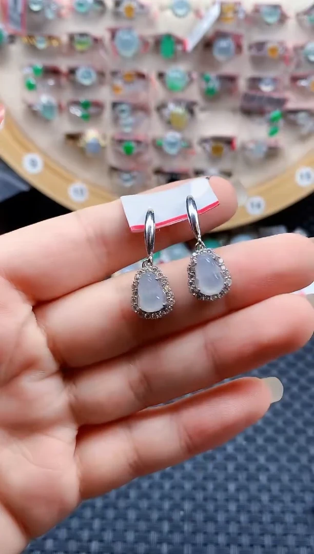 银S925镶嵌戒指翡翠天然A货缅甸翡翠