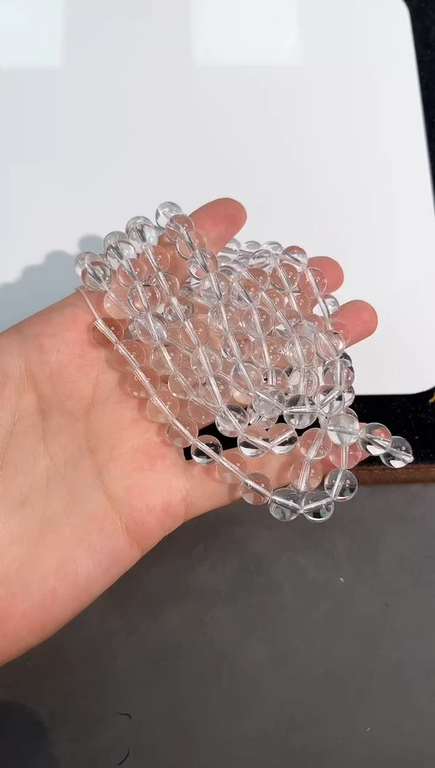 水晶手链未镶嵌24号利姆利亚白水晶108颗多圈9mm