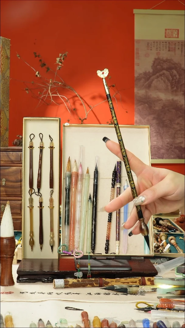 466号闪孤品高货毛笔链接 清水试笔 蘸墨不退