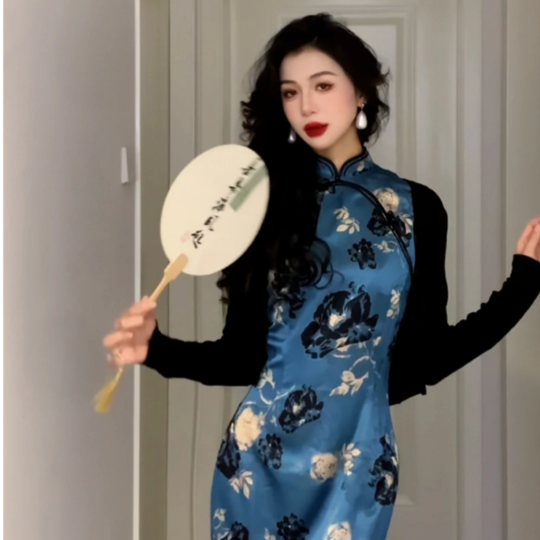 【尔尔古典美学】复古新中式旗袍【蓝绣】春夏修身中国风旗袍