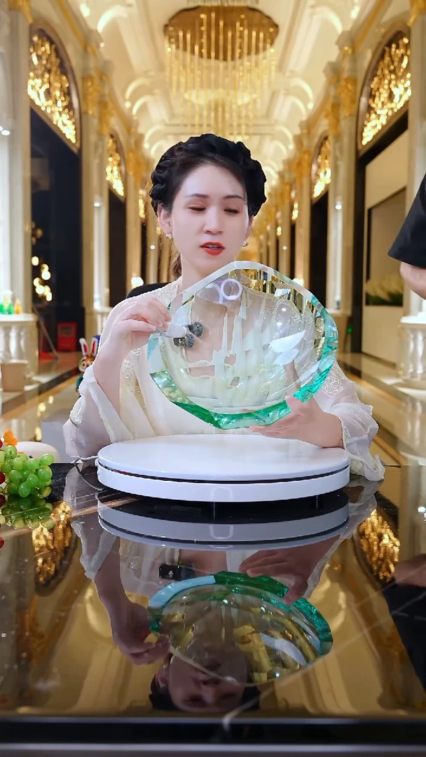 摆件天***衣AJ1111076翠绿色琉璃果盘