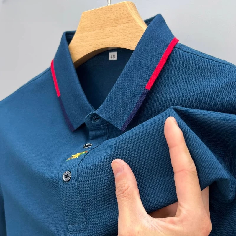 ZaSaFran棉质短袖t恤男士翻领POLO衫夏季高端刺绣纯色上衣半袖T恤
