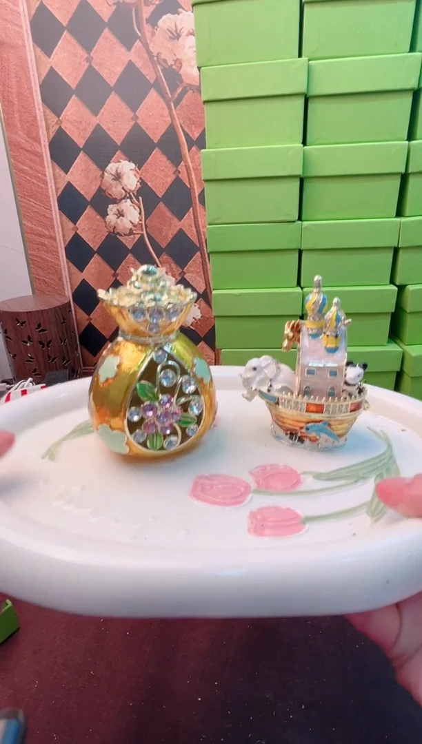 锌合金珐琅彩首饰盒摆件默认微瑕不退不换～