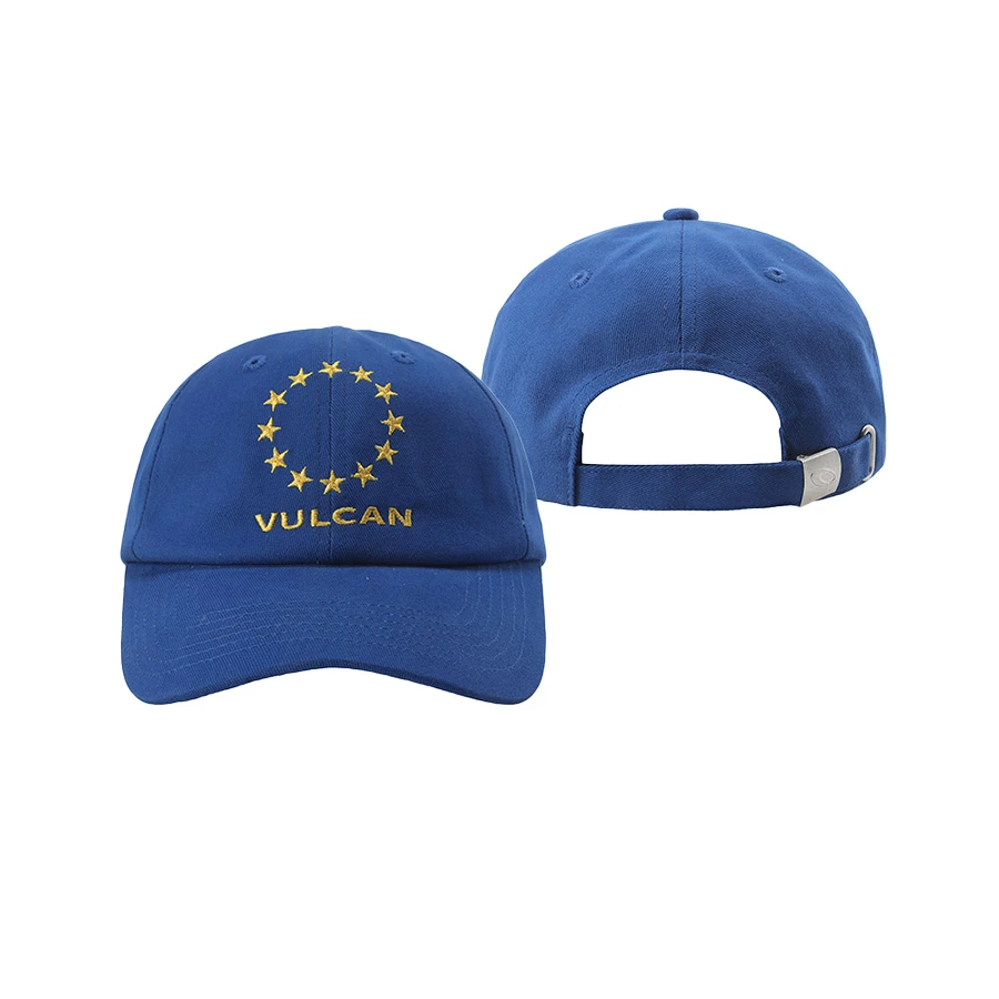 VULCAN美式做旧星环蓝色字母刺绣鸭舌帽弯檐帽男女休闲百搭情侣