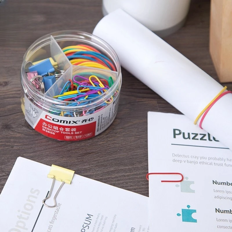 办公组合金属回形针橡皮筋鱼尾夹文具用品A891