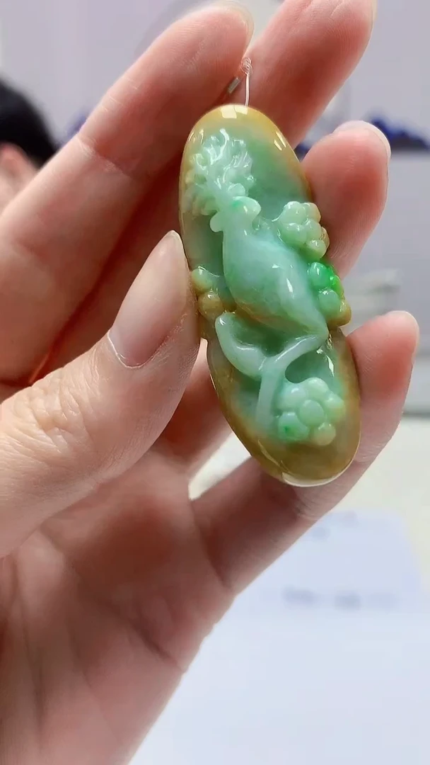 【闪购商品】定制翡翠未镶嵌4688zm-毛货挂件128鹿牌