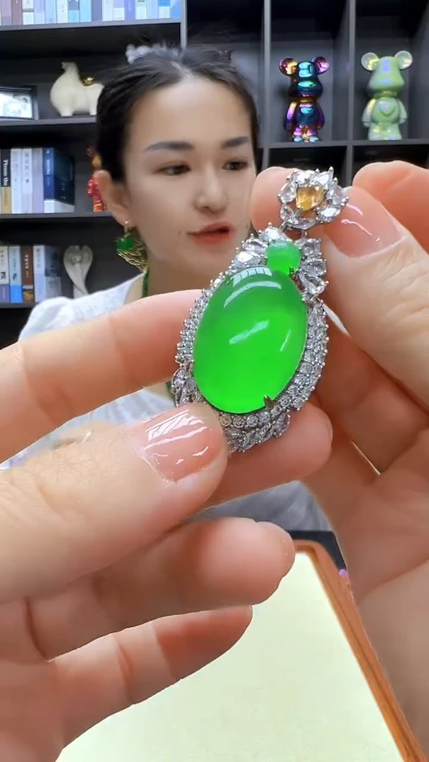 翡翠银S925镶嵌颈饰沉白diy劲饰